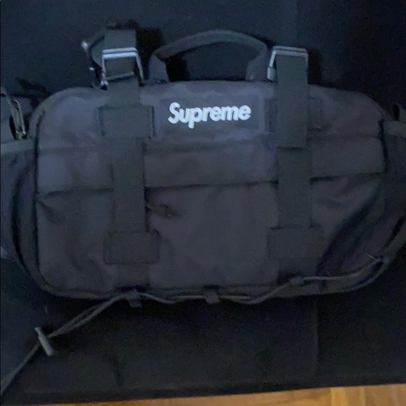 Black supreme waist bag